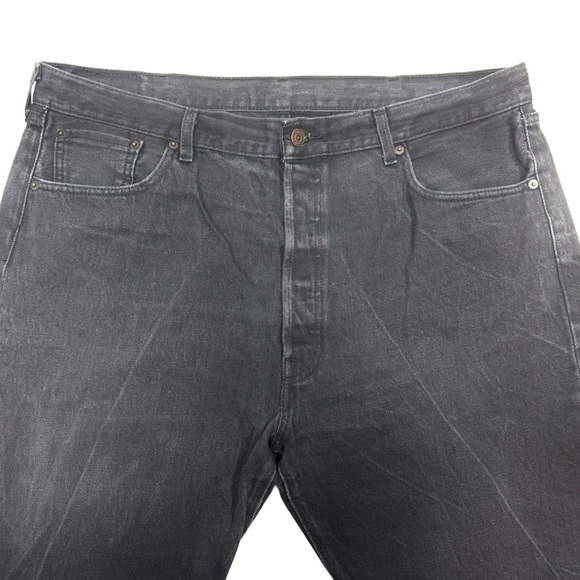 Levi’s 501 Jeans Button Fly Men’s Size 42 x 32 Black Straight Leg Denim - Picture 3 of 14